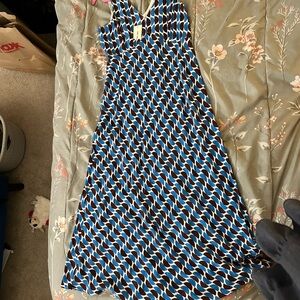 Stylish Blue and Black Patterned Dress